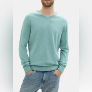 Calvin Klein V-Neck Linen Sweater Sea Foam Blue - Size S